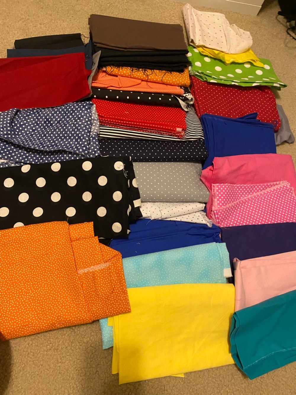 Colorful Cotton Fabric Bundle - Polka Dots & Solids